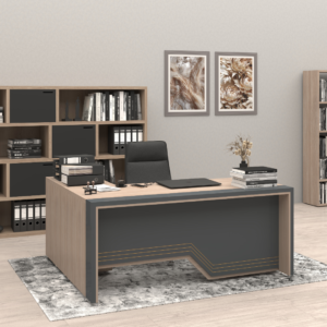 l shaped grey office table